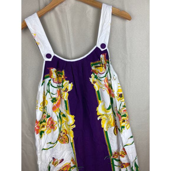 Woman’s Batik Kraton Mas Sleeveless Midi Dress sz OSFM Purple Floral Butterfly - Picture 2 of 10